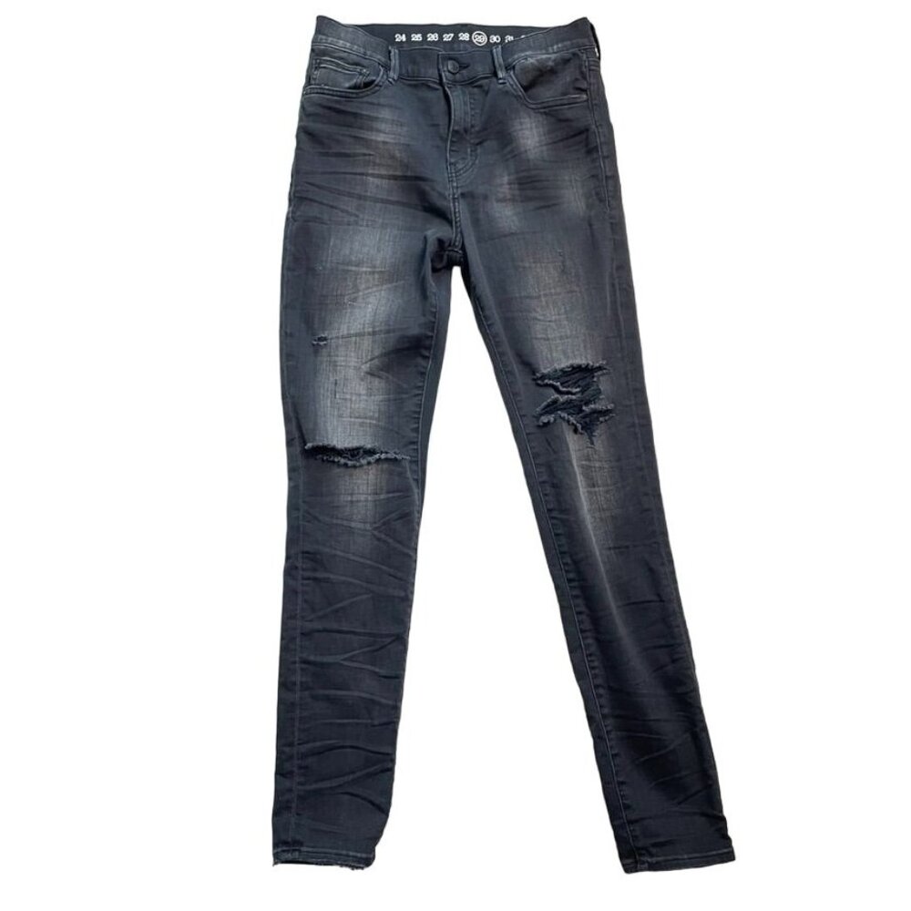 Earnest Sewn Skinny Leg Denim Black Jeans Size 29 U Mid Rise Tapered Ankle Pants